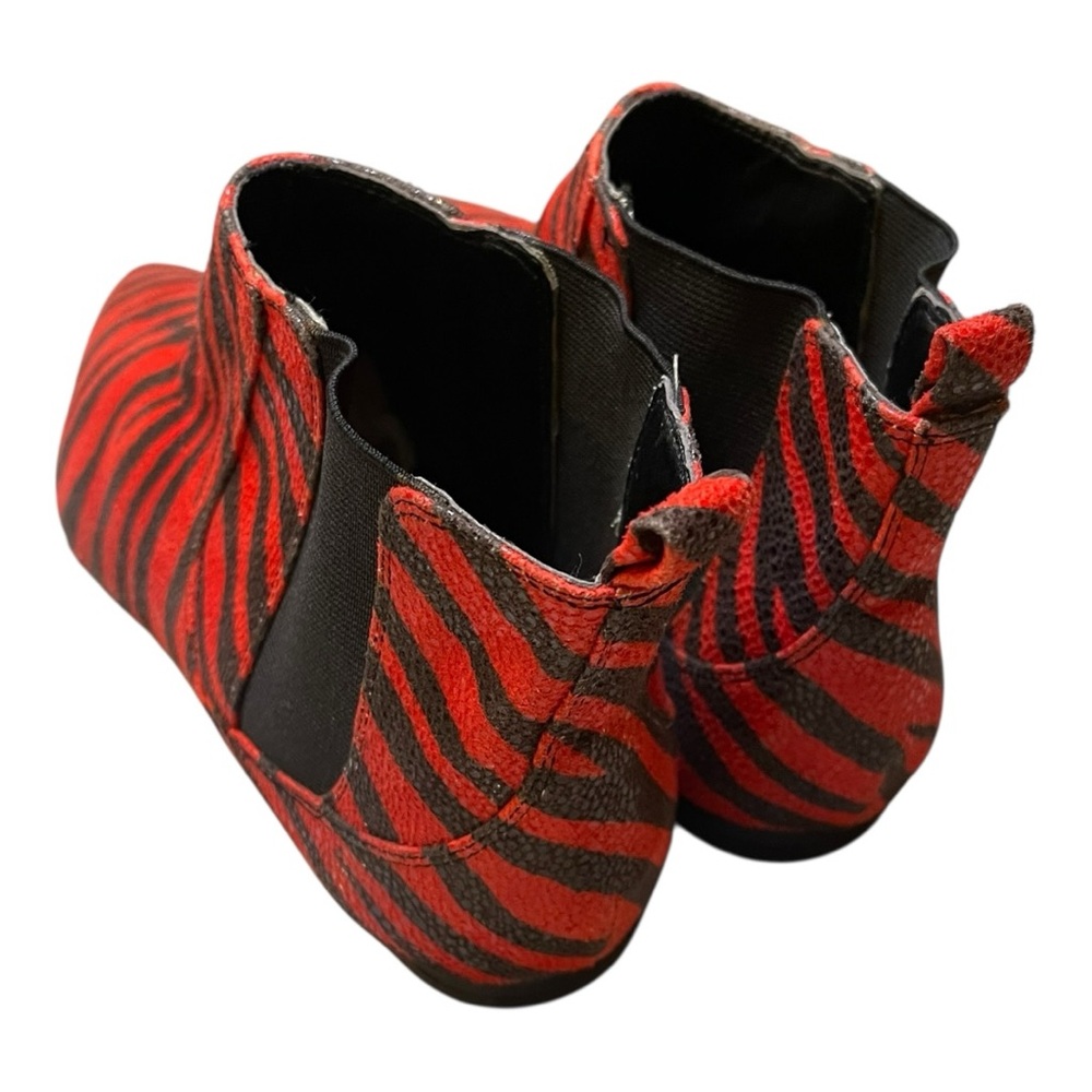 Red Zebra Print Ankle Boots Pointed Toe Elastic C… - image 4